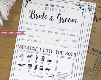 Wedding Mad Libs Printables, Marriage Advice Cards, Boho Wedding, Advice for the Bride, Geek Wedding, Dr. Who, Star Trek, INSTANT DOWNLOAD