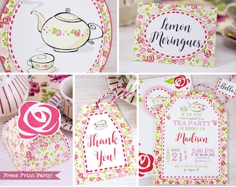 Tea Party Printables, Tea Party Decorations, A Baby is Brewing, Bridal Shower Tea Party, Birthday Tea Party, Baby Shower, INSTANT DOWNLOAD