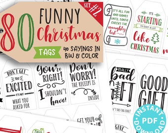 80 Humorous Holiday Gift Tags Printable Funny Christmas Gift Tag White Elephant Rustic Farmhouse Style Sarcastic Christmas Gift Sassy Friend