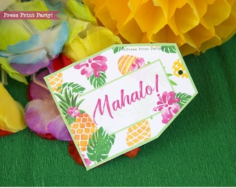 Pineapple Favor Tags Printable, Luau Favor Tags, Hawaiian Favor Tags, Party like a Pineapple, Luau Party Supplies, Gift Tag INSTANT DOWNLOAD