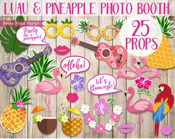 Pineapple Photo Booth Props, Pineapple Party Decorations, Flamingo Pineapple Party decor, Pineapple Hat, Tropical Props, INSTANT DOWNLOAD