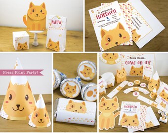 Cat Party Decorations, Cat Birthday Decor, Huisdieren Uitnodiging, Cat Uitnodiging, Cat Party Supplies, Kitten Uitnodigen, Kitty Cat Party, Afdrukbaar