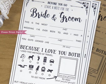 Wedding Mad Libs Printables for CANADA, Marriage Advice Cards, Rustic Wedding, Advice for the Bride, Geek Wedding, Scifi, INSTANT DOWNLOAD