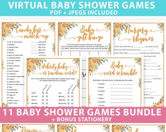 Fall Baby Shower Games Printable Bundle Little Pumpkin Baby Shower Games Package Unique Fun Baby Shower Games Downloadable for Girls or Boys
