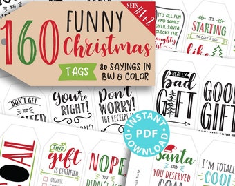 160 Funny Gift Tags for Christmas Printable White Elephant Sarcastic Gift Tags Sassy Clever Sayings Gift Tag Hilarious Christmas Handmade