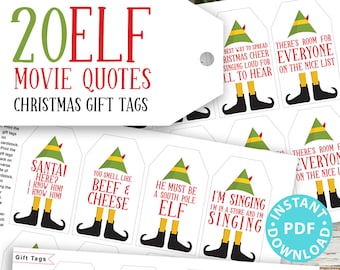 20 Elf Movie Quotes Funny Christmas Gift Tags Printable, White Elephant Gift Tags, Unique Gift Tags, Sarcastic, Gift Label, INSTANT DOWNLOAD