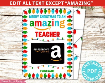 Christmas Amazon Gift Card Holder Printable Template Christmas Teacher Appreciation Card Driver Amazing Staff Employee Appreciation EDITABLE