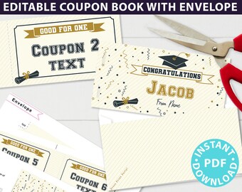 Graduation Coupon Book Template Printable Gift Idea, Blank Coupon Book, Last Minute Graduation Gift, High School, INSTANT DOWNLOAD