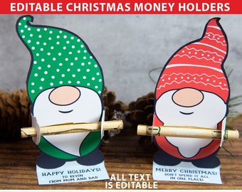Gnome Christmas Money Card Printable, Christmas Cash Money Holder, Gnome Christmas Ornament Money Bill, Stocking Stuffer, INSTANT DOWNLOAD