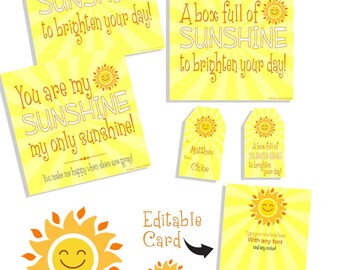 Box of Sunshine Printables, Get Well Care Package, Cheer Up Gift, Sympathy Gift Box, Care Package Ideas, Sick Care, Friend, INSTANT DOWNLOAD