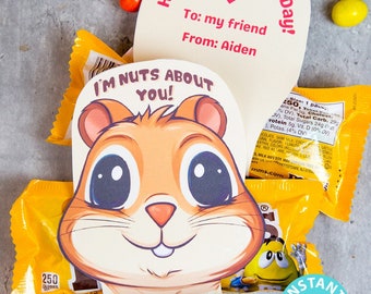 Classroom Valentine Card Printable m&m Candy Food Valentine Gift for Kids Cute Valentine I'm Nuts About You Class Valentine Exchange Cookie