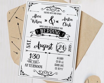 Rustic Wedding Invitation Template Download Printable Suite, Pocketfold Invite Template w RSVP card, INSTANT DOWNLOAD