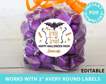 Halloween Labels Printable Avery 2 Round Labels | Etsy