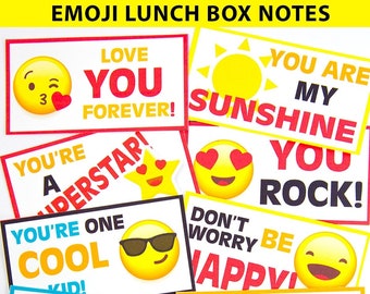 Emoji Lunch Box Notes for kids Printable, Back to School, Kintergarten and Elementary School Kids, Lunchbox cards, INSTANT DOWNLOAD PDF