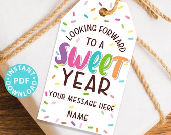 EDITABLE Back to School Gift Tags Printable, First Day of School Gift Tags, Looking Forward to a Sweet Year Tag, INSTANT DOWNLOAD