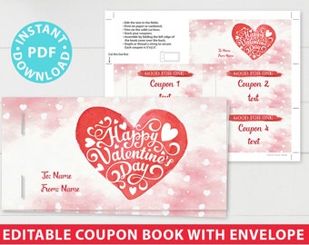 Love Coupons Template Printable, Happy Valentine's Day, Date Night Cards, Custom Coupon Book, Make Own Custom Coupon Book, INSTANT DOWNLOAD