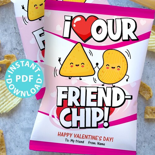 Valentine Chip Bag Wrap Printable Template Pink Kids - Etsy