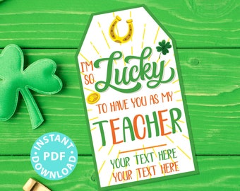 Teacher Gift Tag Printable, St. Patrick's Day, Editable text, Lottery Ticket, Lotto Card, Teacher Appreciation Gift, INSTANT DOWNLOAD