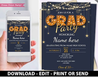 Graduation Invitation Printable and Digital, Graduation Party Invitation, High School Graduation 2024, Grad Party Invites, INSTANT DOWNLOAD