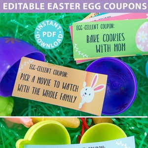 EDITABLE Easter Egg Fillers Coupons Printable, Easter Coupons, Easter Basket Filler for Kids, Easter Treat, Easter Gift, INSTANT DOWNLOAD
