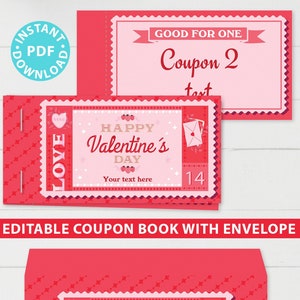 Valentinstag-Gutscheine zum Ausdrucken, Liebesgutschein-Vorlage, Date-Night-Karten, eigenes individuelles Gutscheinbuch erstellen, leeres Buch bearbeitbar, SOFORTIGER DOWNLOAD