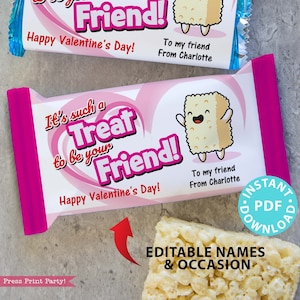 Rice Crispies Valentines Printable, Rice Krispies Treats Personalized ...