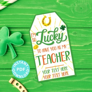 Lehrer-Geschenkanhänger zum Ausdrucken, St. Patrick's Day, bearbeitbarer Text, Lottoschein, Lottokarte, Lehrer-Anerkennungsgeschenk, SOFORTIGER DOWNLOAD