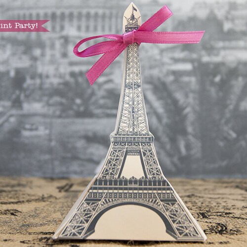 Eiffel Tower Favor Box Printable Paris Party Gift Box DIY - Etsy