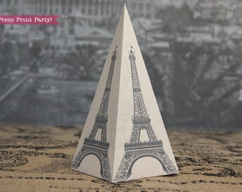 Eiffel Tower wedding Favor Box Printable, Pyramid Box, DIY, Paris Party, Paris Favor box, Treat Box, French Birthday, INSTANT DOWNLOAD