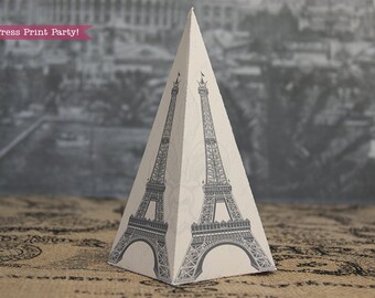 Eiffel Tower Favor Box Printable Pyramid Box DIY Paris | Etsy