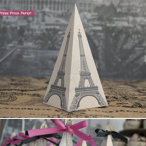 Eiffel Tower wedding Favor Box Printable, Pyramid Box, DIY, Paris Party, Paris Favor box, Treat Box, French Birthday, INSTANT DOWNLOAD