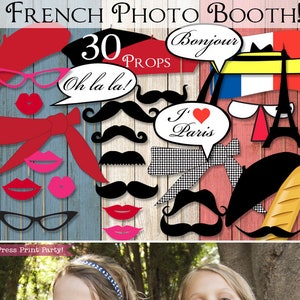 Paris Photo Booth Props Printables, Paris Party Props, Paris Photo Props, Mustache Props, French Party Decorations, Eiffel, INSTANT DOWNLOAD image 1