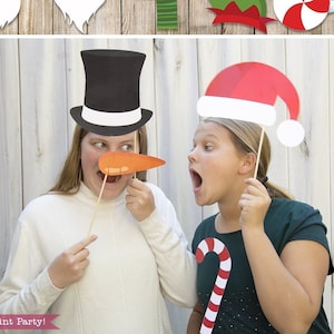 37 Christmas Props Printable, For party photo booth or photography. Print at home, cut, tape stick and use. INSTANT DOWNLOAD image 1