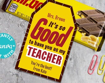 mr. Goodbar Thank You Gift Tag Printable Teacher Appreciation Week Nurse Assistant Staff Student It's so Good Pun Chocolate Candy Favor