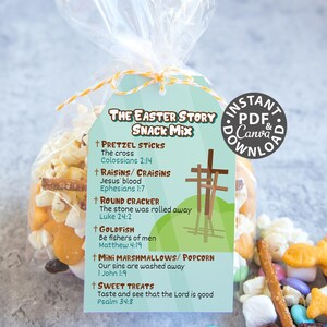 The Easter Story Snack Mix Printable Tag and Bag Topper, Easter Basket Filler for Kids, Easter Treats, Easter Gift, INSTANT DOWNLOAD image 4