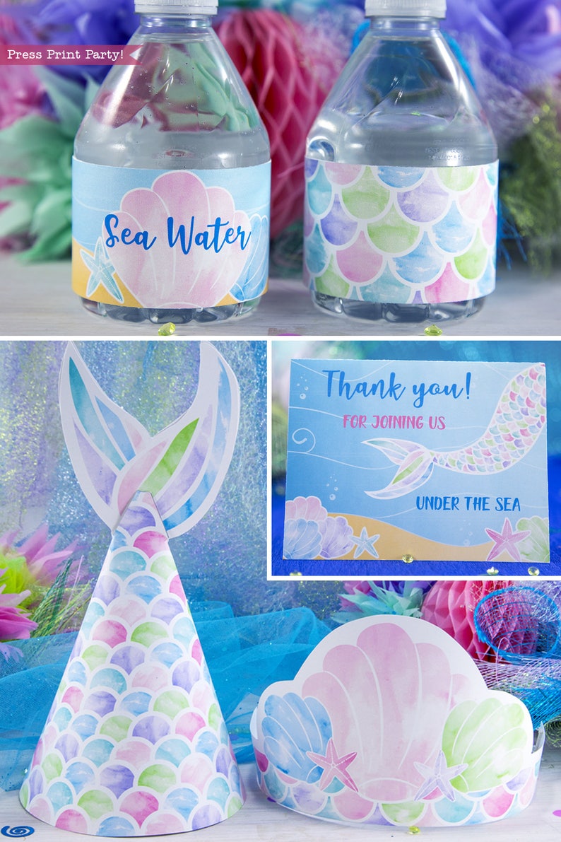 Mermaid Party Decorations Printables, Mermaid Party Supplies, Mermaid Decor Birthday, Mermaid Invitation, Under the sea, INSTANT DOWNLOAD image 8