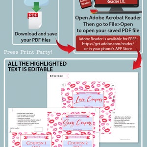 Valentines Coupons Printable, Valentine's Day Gift, Sexy Coupons For Husband, Wife, Custom Gift Idea, Editable Template, INSTANT DOWNLOAD image 4