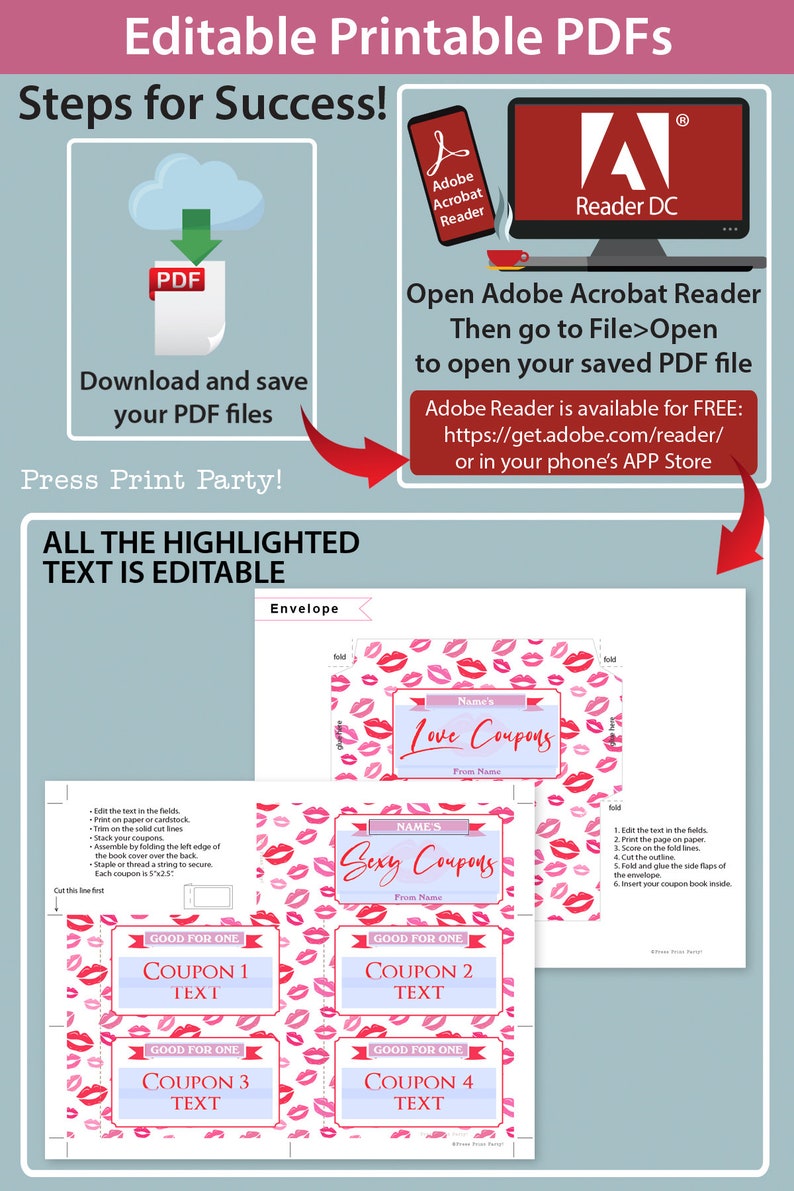 Valentines Coupons Printable, Valentine's Day Gift, Sexy Coupons For Husband, Wife, Custom Gift Idea, Editable Template, INSTANT DOWNLOAD image 4