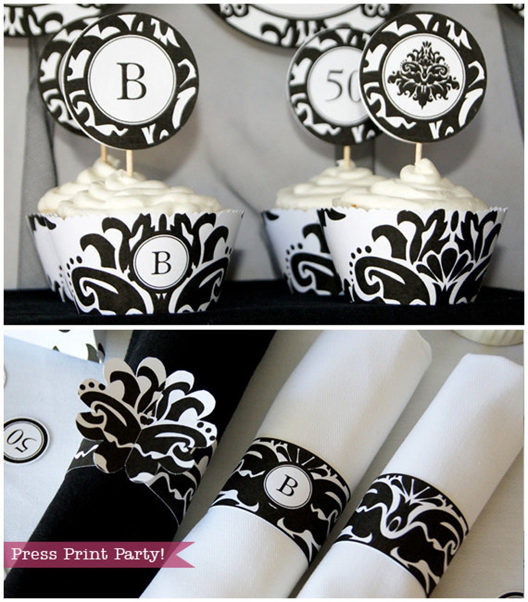 Damask Party Black White Wedding Invitation and Decor Party Etsy
