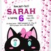Cat Birthday Invitation for Girls, Kitty Birthday Party Invite, Cat ...