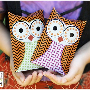 Owl Favor Pillow box - Halloween printable - DIY Party Supplies and Decorations - INSTANT DOWNLOAD pdf