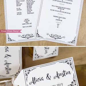 Wedding Invitation Template, Invitation Suite, Boho Wedding Printable Bundle, Rustic, Pocket folder, Black, signs, pdf, INSTANT DOWNLOAD image 2