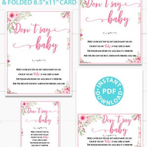 Don't Say Baby Sign Printable, Baby Shower Game Template, Funny Baby ...