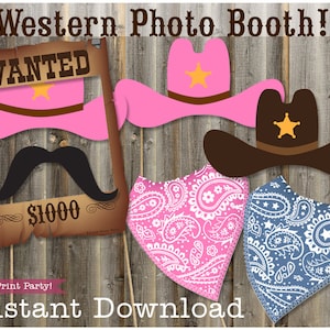 Western Photo Booth Props, Cowboy and Cowgirl, Wild West Photo Props Printables, Wanted Poster Frame, Rodeo Props, INSTANT DOWNLOAD image 4