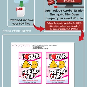 Valentine Chip Bag Tag Printable Pink, Kids Valentines Cards for School Classroom, Personalize Names, I 3 our Friend-chip, INSTANT DOWNLOAD image 2