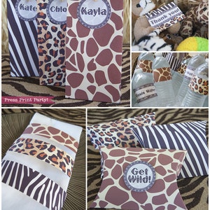 Safari Birthday Party Printable Set, Safari Animal Prints, Safari Birthday Invitation, African Birthday, Zoo Birthday, INSTANT DOWNLOAD pdf image 4