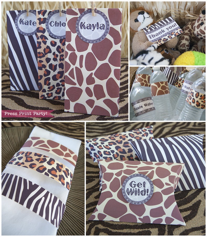 Safari Birthday Party Printable Set, Safari Animal Prints, Safari Birthday Invitation, African Birthday, Zoo Birthday, INSTANT DOWNLOAD pdf image 4