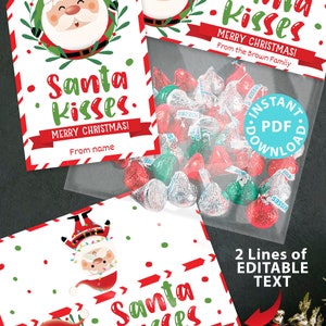 8 EDITABLE Christmas Treat Bag Toppers and Tags Set, Elf Kisses, Snowman Poop, Santa Kisses, Reindeer Noses, Classroom Gift Cookie Tags image 6