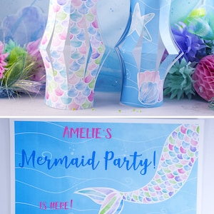 Mermaid Party Decorations Printables, Mermaid Party Supplies, Mermaid Decor Birthday, Mermaid Invitation, Under the sea, INSTANT DOWNLOAD image 5