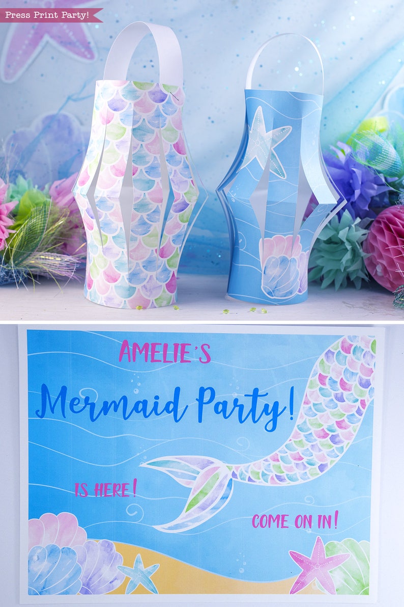 Mermaid Party Decorations Printables, Mermaid Party Supplies, Mermaid Decor Birthday, Mermaid Invitation, Under the sea, INSTANT DOWNLOAD image 5